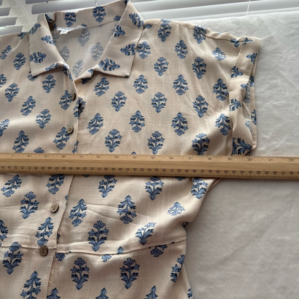 Lucky Brand Cream Maxi Dress with Blue Floral Border - Picture 6 of 8